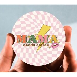Set of 2 Car Coasters, Mama Needs‎ Coffee Car Coaster, Neoprene Car Coaster